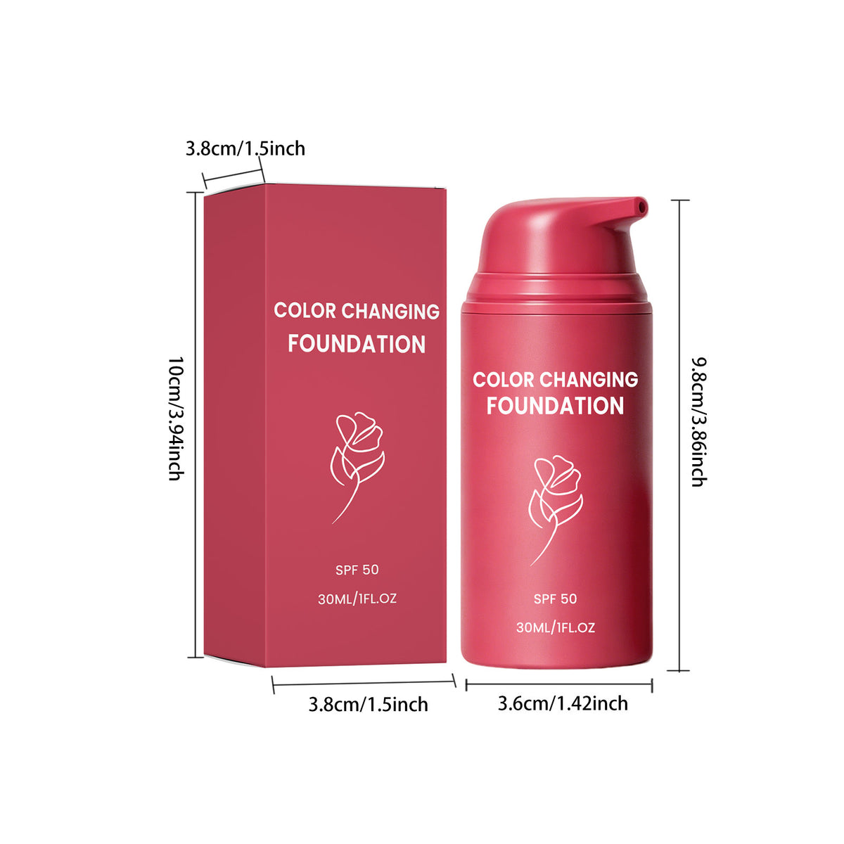 Color Changing Foundation — Temperature-Adaptive Liquid Foundation with SPF 50, Natural Finish, Long-Lasting & Hydrating