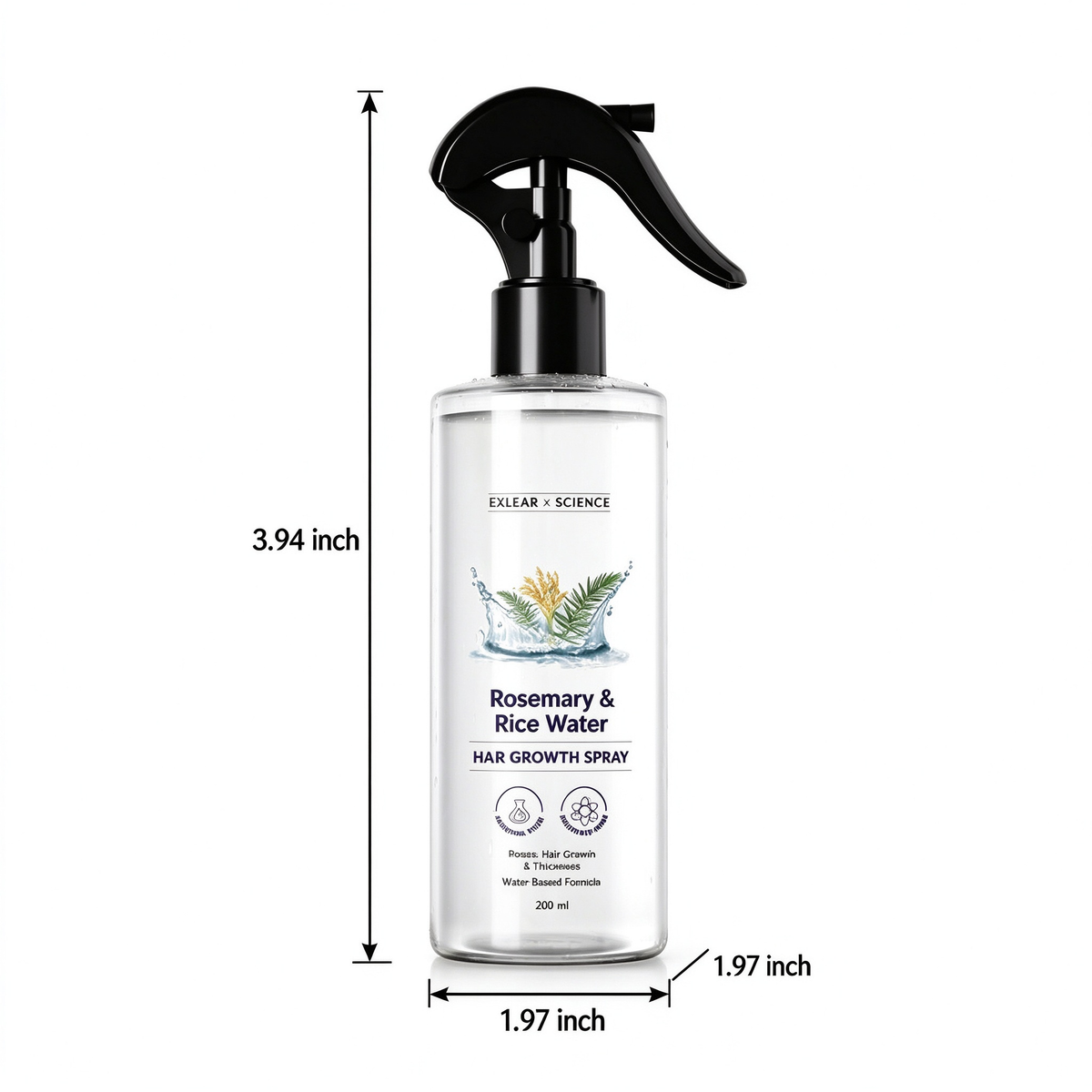 Rosemary & Rice Water Hair Spray- 200ml Natural Soft Hair Nourishing Hair
