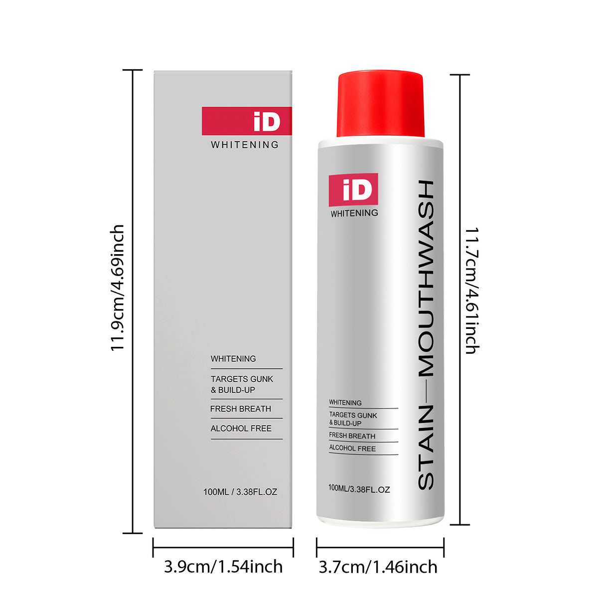 iD Stain Whitening Mouthwash for White Teeth, Freshens Breath with Essential Oils
