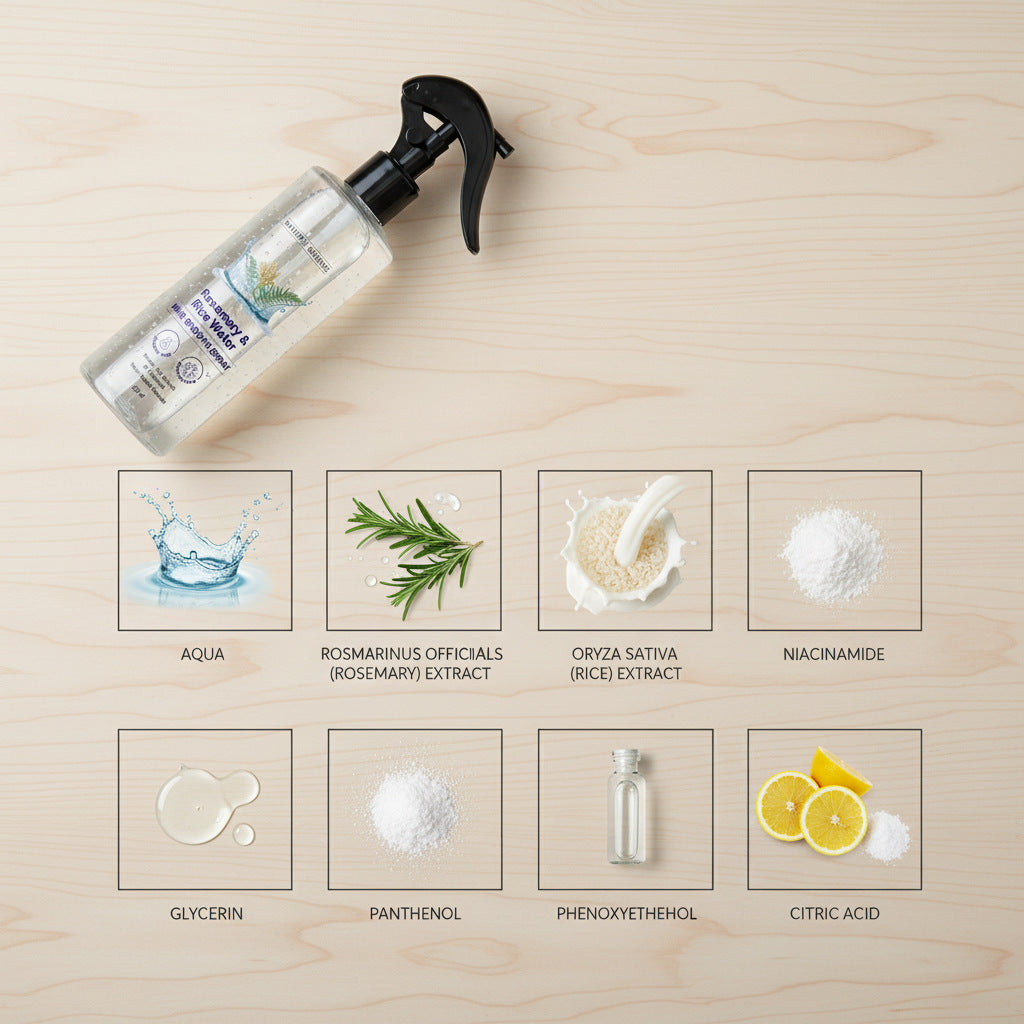 Rosemary & Rice Water Hair Spray- 200ml Natural Soft Hair Nourishing Hair