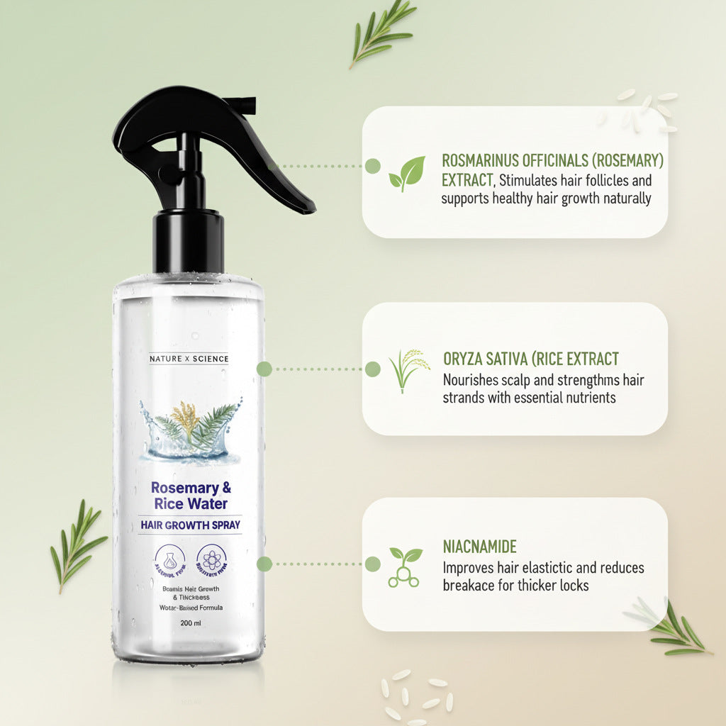 Rosemary & Rice Water Hair Spray- 200ml Natural Soft Hair Nourishing Hair