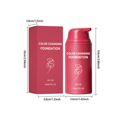 Color Changing Foundation — Temperature-Adaptive Liquid Foundation with SPF 50, Natural Finish, Long-Lasting & Hydrating