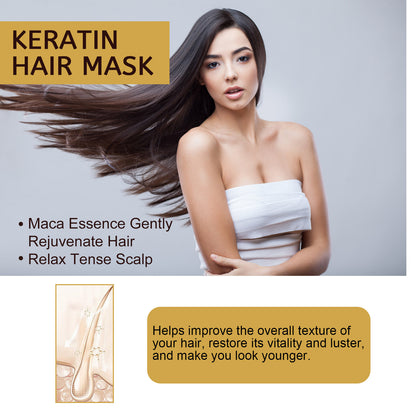 Keratin Hair Mask — Deep Moisturizing & Repairing Hair Treatment with Collagen, Keratin & Maca Essence for Dry, Damaged Hair