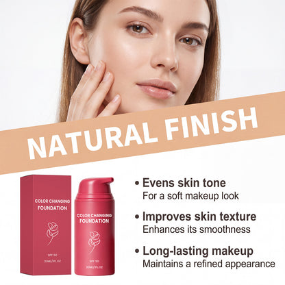 Color Changing Foundation — Temperature-Adaptive Liquid Foundation with SPF 50, Natural Finish, Long-Lasting & Hydrating