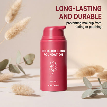 Color Changing Foundation — Temperature-Adaptive Liquid Foundation with SPF 50, Natural Finish, Long-Lasting & Hydrating