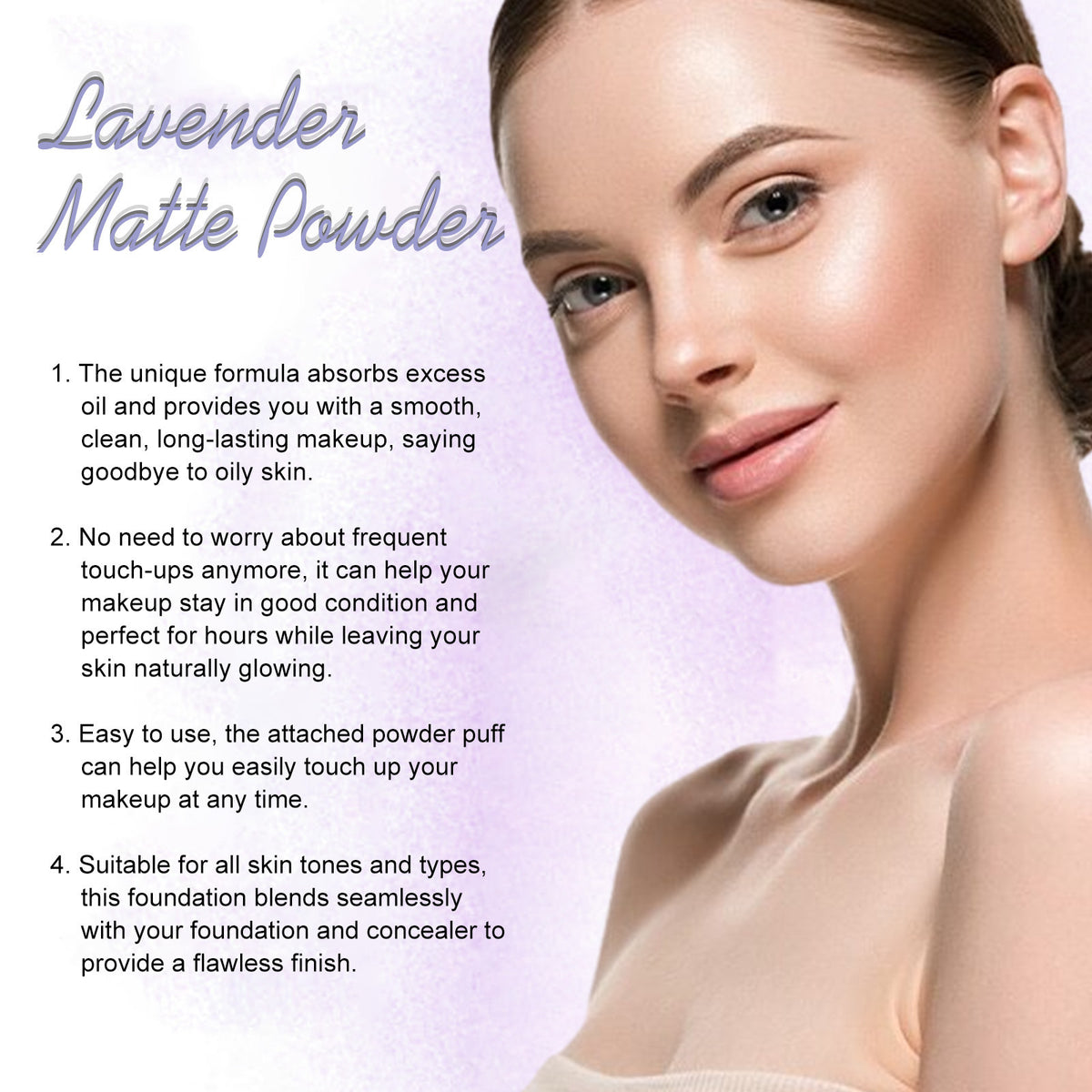 Lavender Matte Powder — Oil-Control Setting Powder with Lavender Extract, Centella Asiatica & Squalane — Long-Lasting Matte Finish