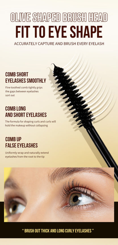Waterproof Volume Mascara — Long-Lasting Lengthening & Curling Black Mascara with Silicone Brush, Smudge-Proof & Clump-Free