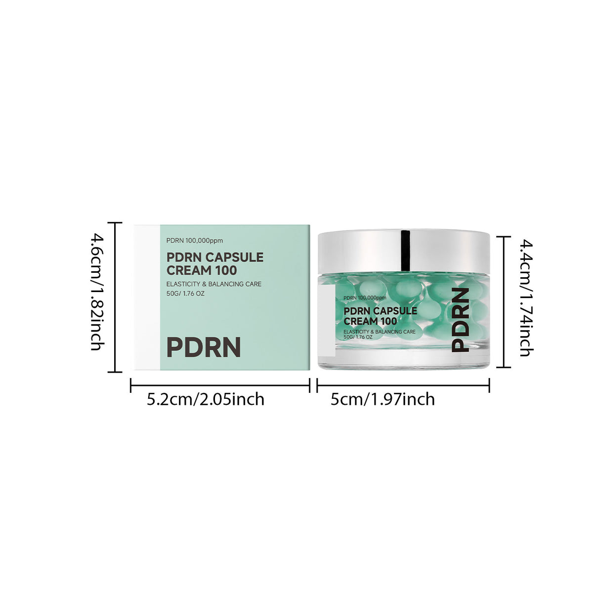 PDRN Capsule Cream 100 — Elasticity & Balancing Facial Moisturizer with 100,000ppm Sodium DNA, Ceramide NP & Hyaluronic Acid
