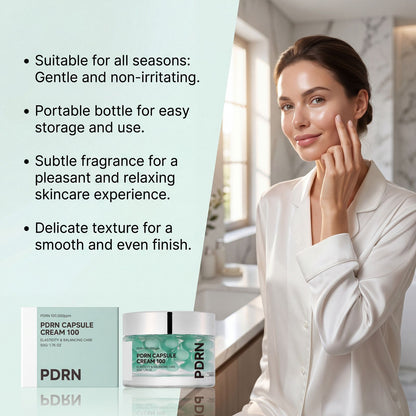 PDRN Capsule Cream 100 — Elasticity & Balancing Facial Moisturizer with 100,000ppm Sodium DNA, Ceramide NP & Hyaluronic Acid