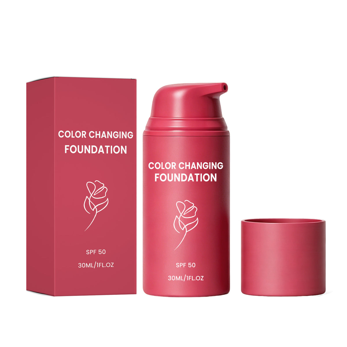Color Changing Foundation — Temperature-Adaptive Liquid Foundation with SPF 50, Natural Finish, Long-Lasting & Hydrating