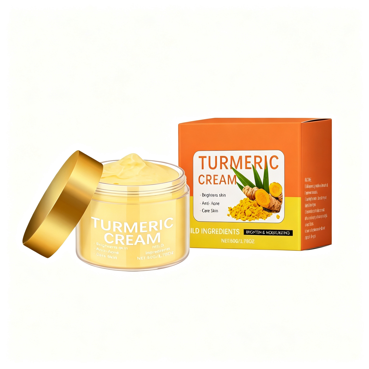 Turmeric Face Cream — Brightening & Moisturizing Facial Cream with Turmeric Root Extract, Tea Tree Oil & Niacinamide