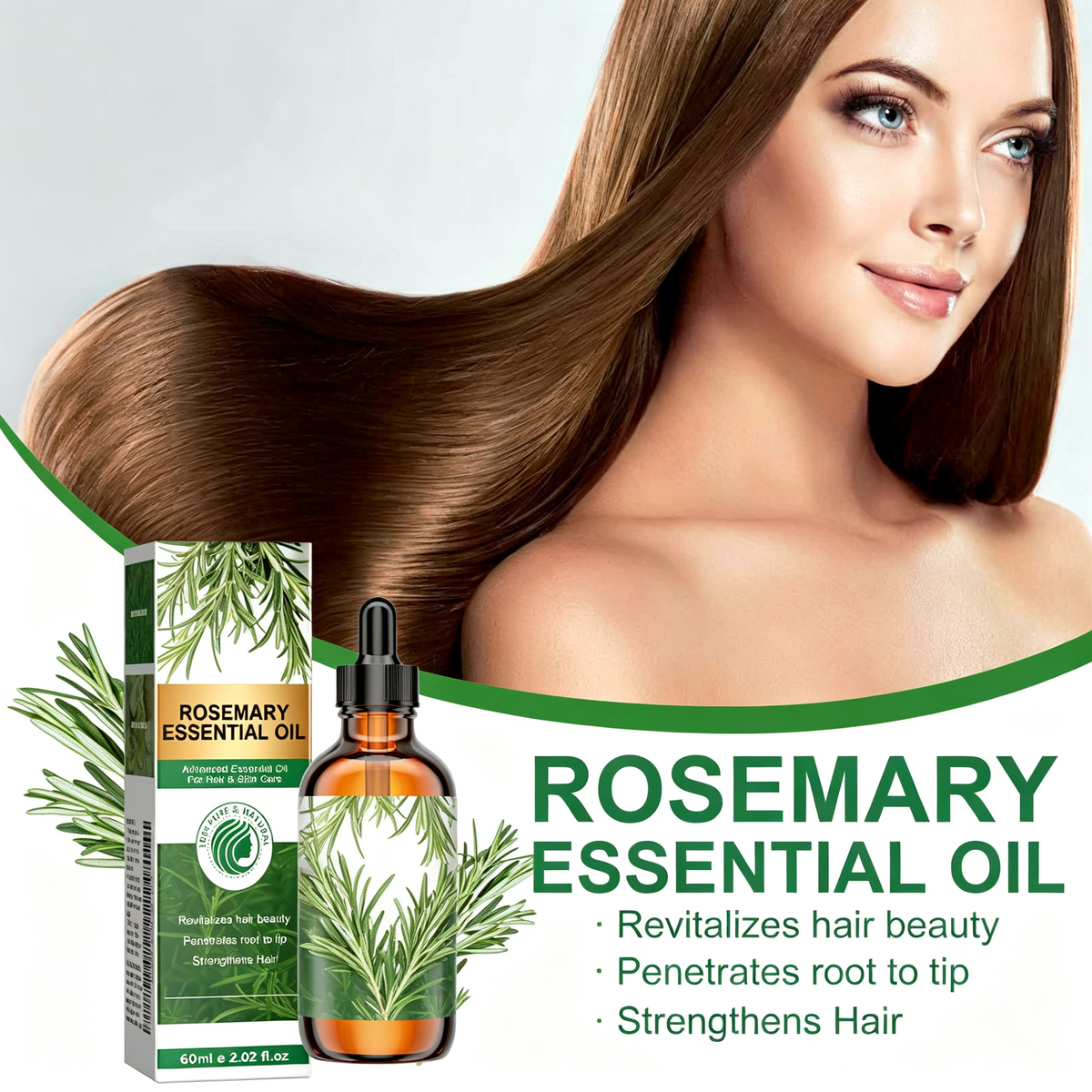Rosemary Essential Oil — Nourishing Hair & Scalp Treatment with Rosemary Leaf Oil, Olive Oil & Vitamin E, for Stronger, Fuller-Looking Hair