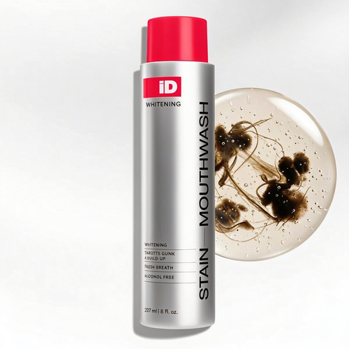 iD Stain Whitening Mouthwash for White Teeth, Freshens Breath with Essential Oils