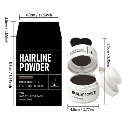 Hairline Powder — Root Touch-Up & Scalp Concealing Powder with Built-In Puff, Smudge-Resistant & Long-Lasting, for Thicker-Looking Hair