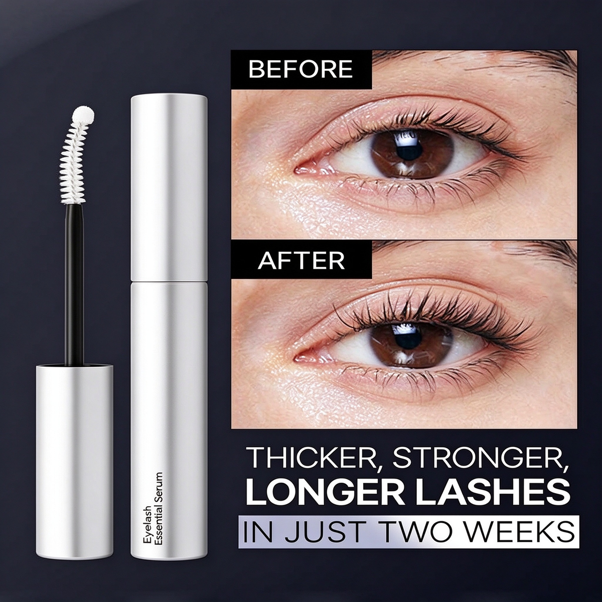 Essential Eyelash Growth Serum, Jumbo Size 0.5fl.oz - Safe & Gentle Lashes Care, Fuller, Thicker in 2 Weeks, Non-Prostaglandin, Hormone-free