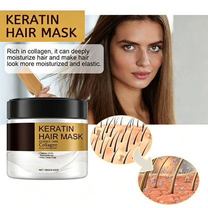Keratin Hair Mask — Deep Moisturizing & Repairing Hair Treatment with Collagen, Keratin & Maca Essence for Dry, Damaged Hair