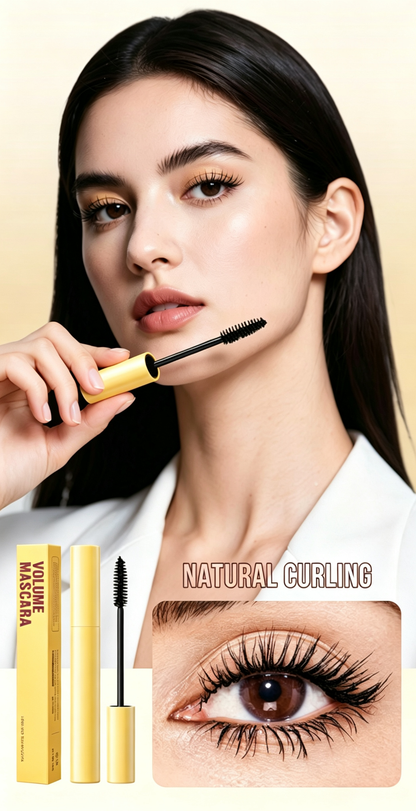 Waterproof Volume Mascara — Long-Lasting Lengthening & Curling Black Mascara with Silicone Brush, Smudge-Proof & Clump-Free